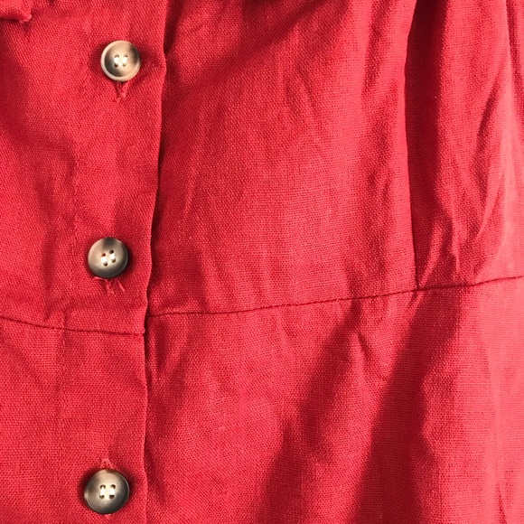 New Red Button Down Spanish Style Midi Dress M - Picture 7 of 7